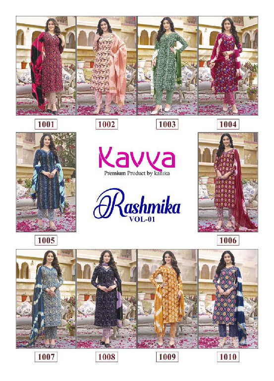 Kavya Rashmika Vol-1 Wholesale Straight V Neck Kurtis With Pant And Dupatta