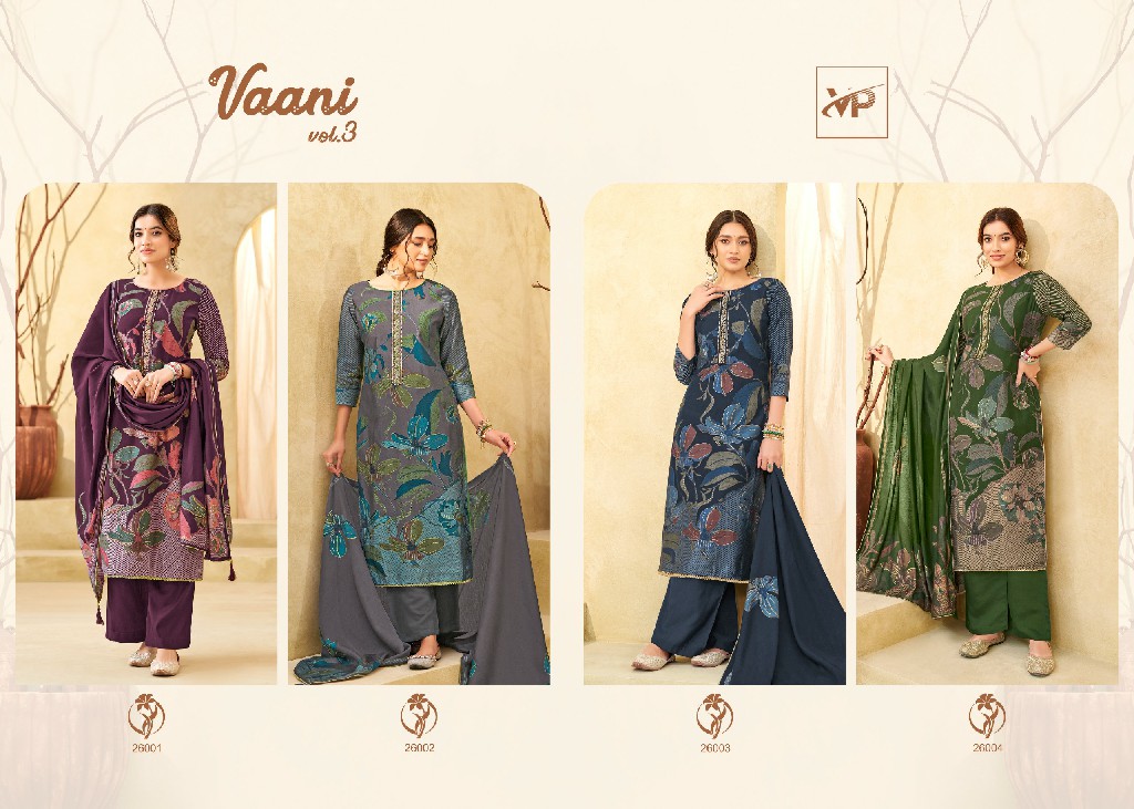 VP Textiles Vaani Vol-3 Wholesale Pure Muslin Printed With Embroidery Dress Material