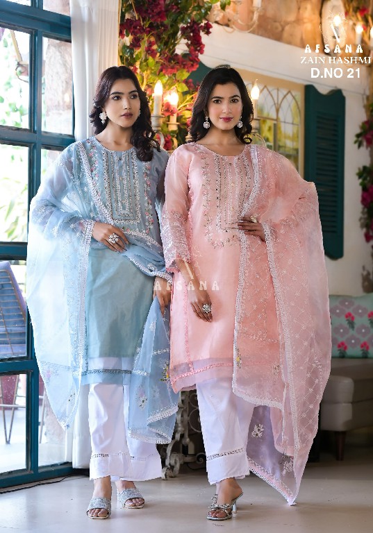 Afsana Zain Hashmi D.no 21 Wholesale Pakistani Organza Suits Combo