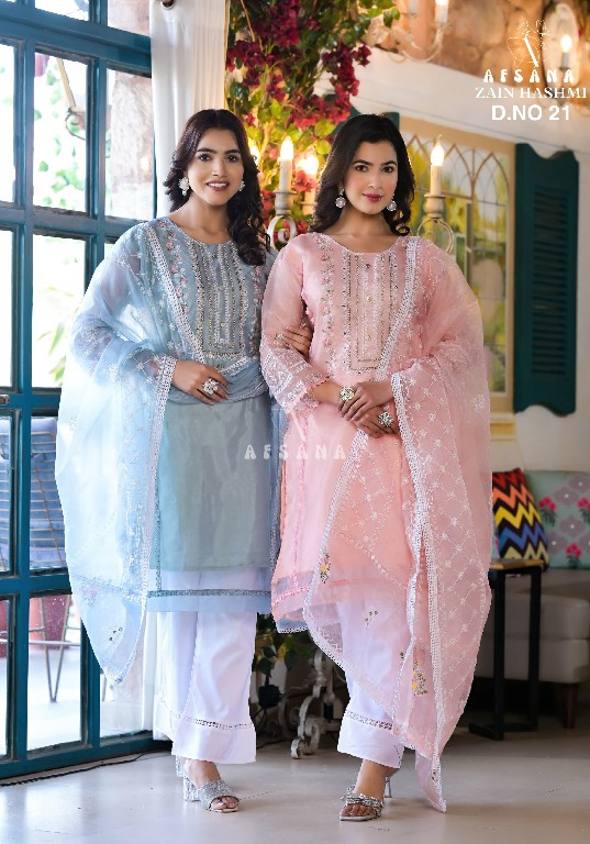 Afsana Zain Hashmi D.no 21 Wholesale Pakistani Organza Suits Combo