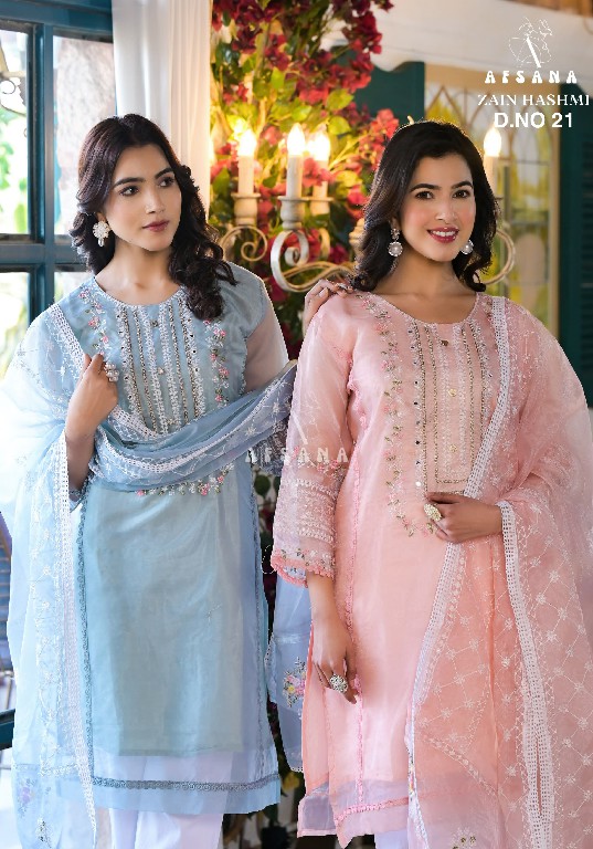 Afsana Zain Hashmi D.no 21 Wholesale Pakistani Organza Suits Combo