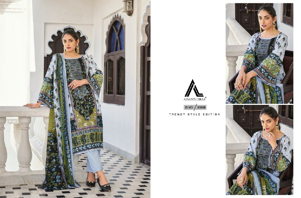 Adans Libas Naira Vol-30 Wholesale Pure Cotton With Self Embroidery Work Dress Material