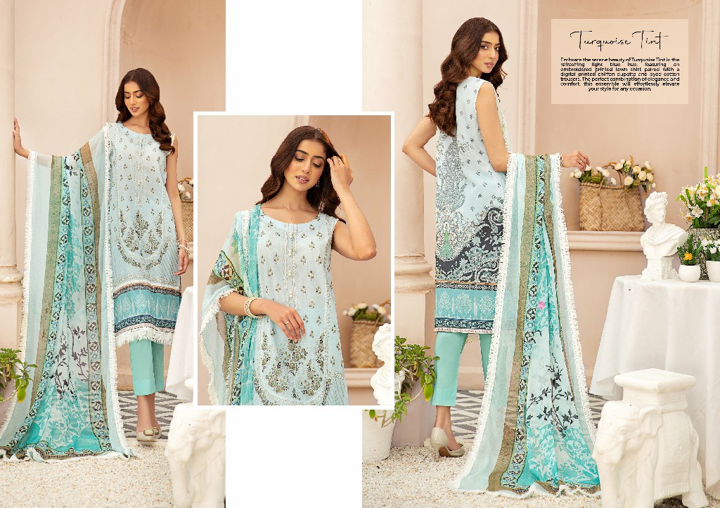 Lala Sana Samia Elegant Summer Style Embroidered Digital Printed Lawn Pakistani Suits