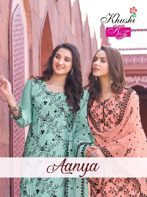 Khushi Aanya Wholesale Kurti Pent With Embroidery Full Work Suits