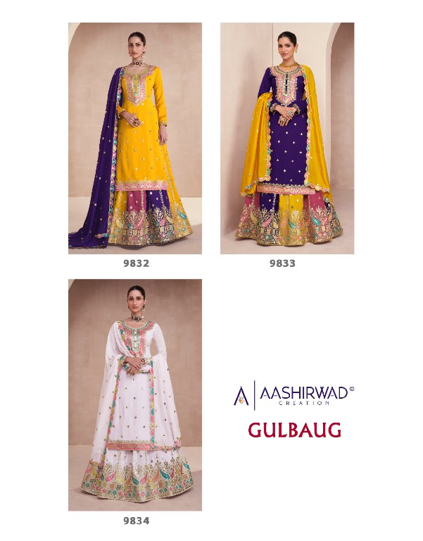 Aashirwad Gulkand Gulbaug Wholesale Designer Full Stitch Free Size Suits
