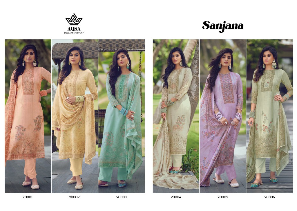 AQSA Sanjana Wholesale Viscose Weaving Muslin Silk Dress Material