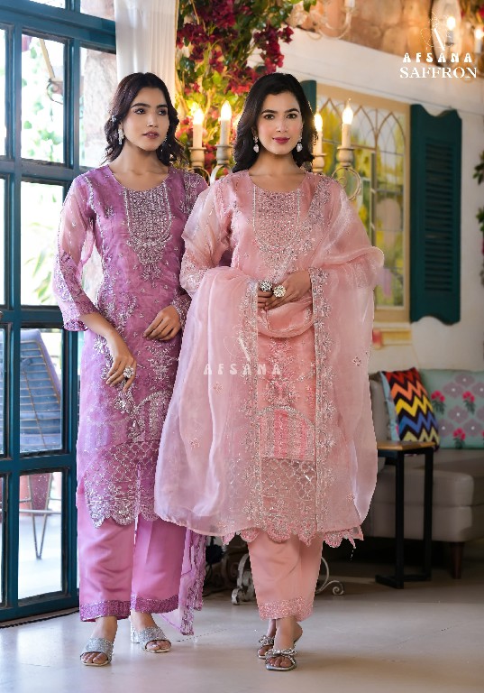 Afsana Saffron Wholesale Pakistani Organza Suits Combo