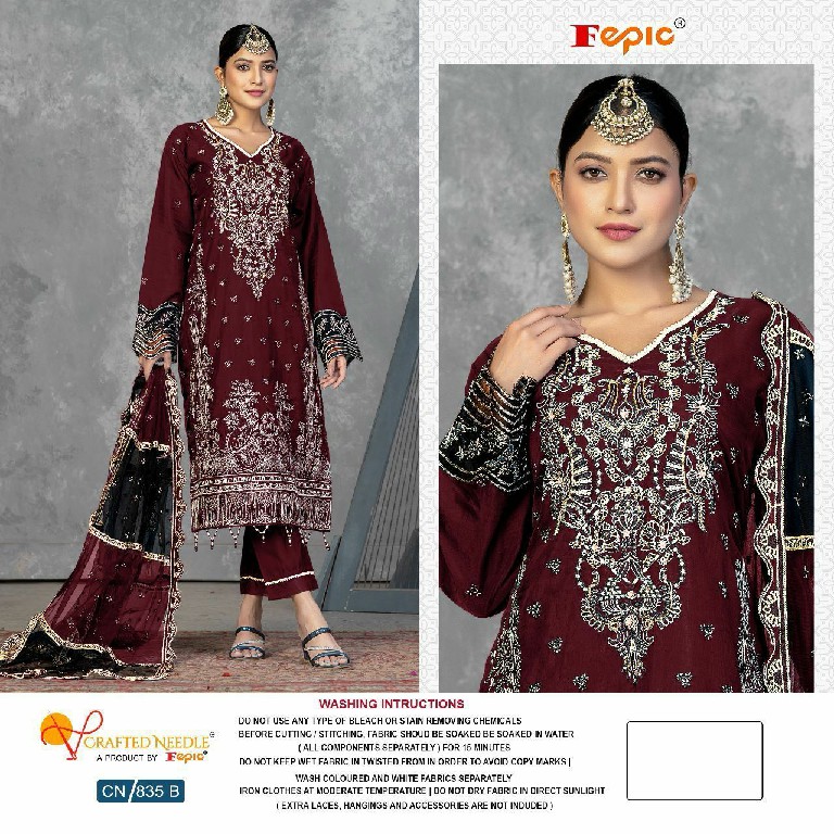 Fepic Crafted Needle CN-835 Wholesale Readymade Pakistani Salwar Suits