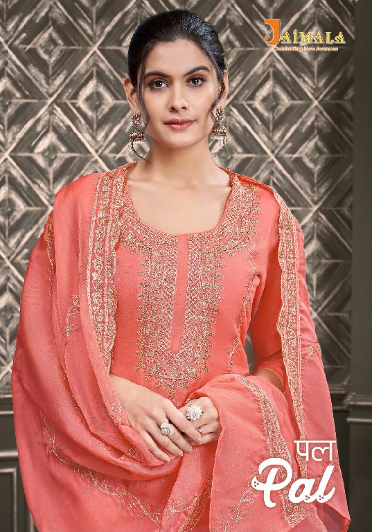 Jaimala Pal Wholesale Pure Organza Dyed With Embroidery With Handwork Dress Material