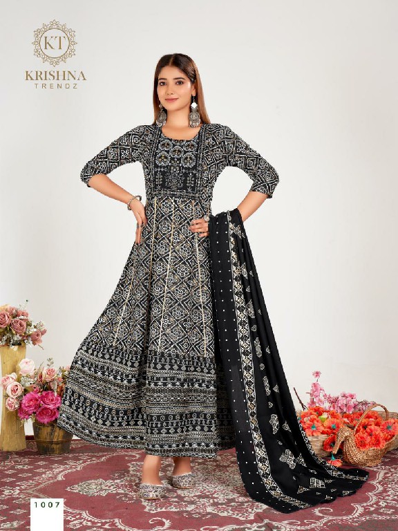 Krishna Anamika Vol-1 Wholesale 14 Kg Reyon Gown With Dupatta