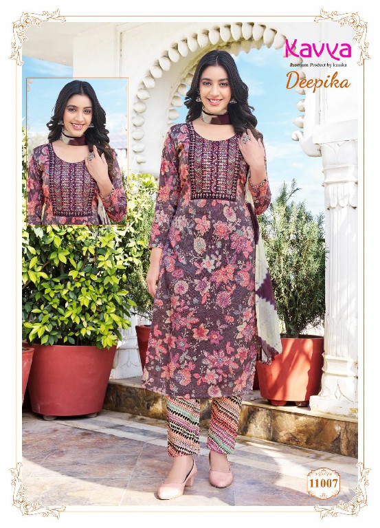 KAVYA DEEPIKA VOL 11 FULLSTITCH STRAIGHT KURTI PANT WITH NAZNEEN DUPATTA