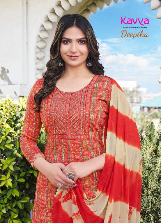 KAVYA DEEPIKA VOL 11 FULLSTITCH STRAIGHT KURTI PANT WITH NAZNEEN DUPATTA