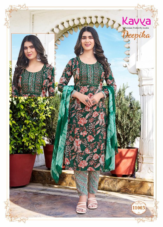 KAVYA DEEPIKA VOL 11 FULLSTITCH STRAIGHT KURTI PANT WITH NAZNEEN DUPATTA