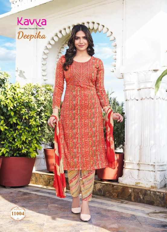 KAVYA DEEPIKA VOL 11 FULLSTITCH STRAIGHT KURTI PANT WITH NAZNEEN DUPATTA