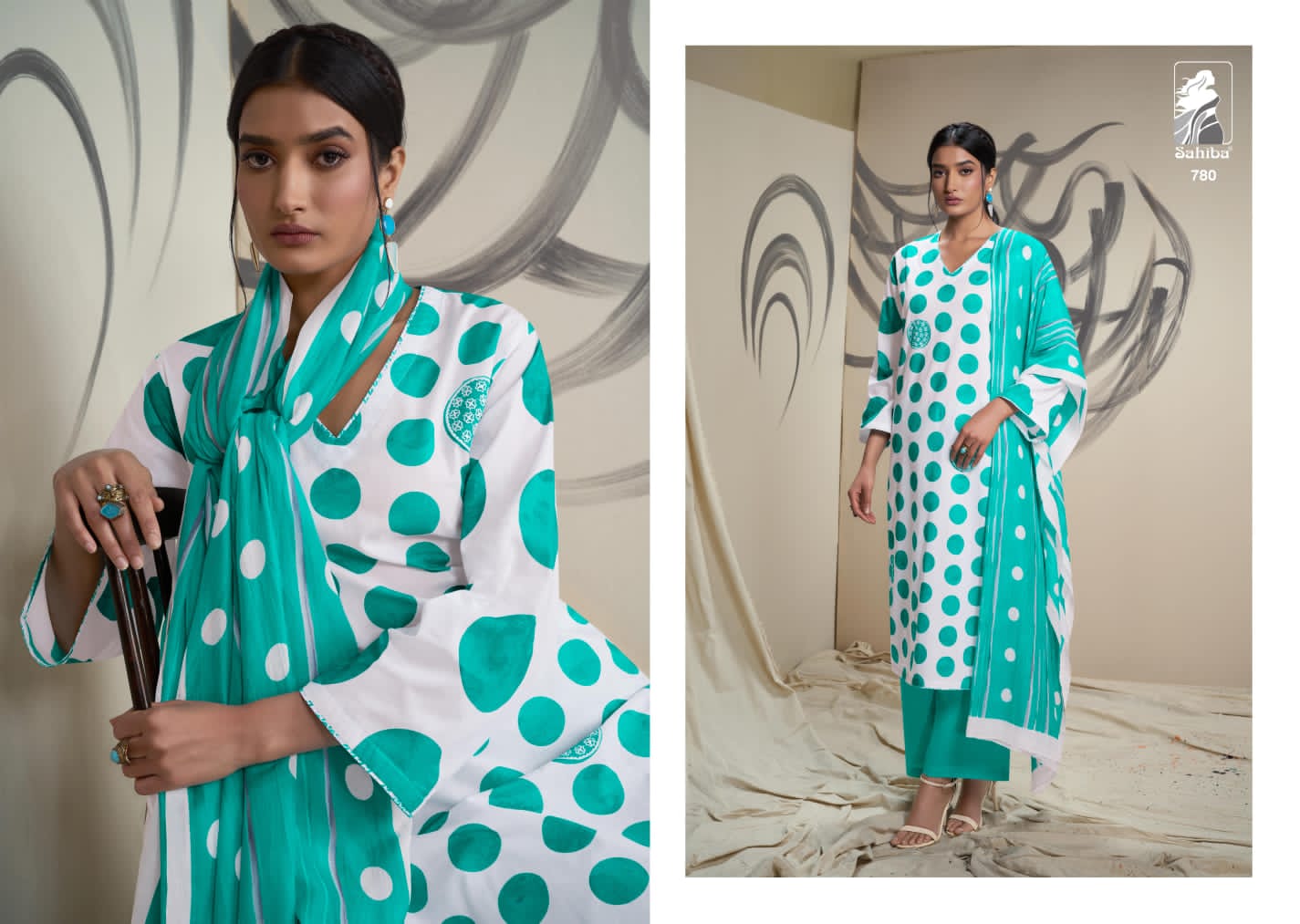 Sahiba Ruhi Wholesale Pure Cotton Lawn Orgenza Silk Salwar Suits