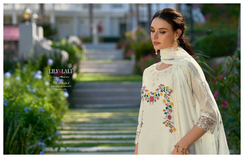 Lily And Lali Safina Wholesale Handwork On Chanderi Silk Kurti With Pant And Dupatta