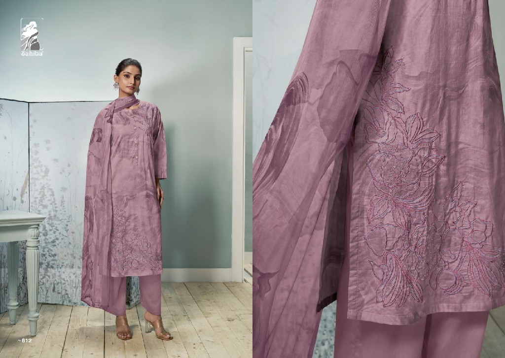 SAHIBA NILGIRI ADORABLE COTTON LAWN DIGITA PRINT WITH HANDWORK DRESS MATERIAL