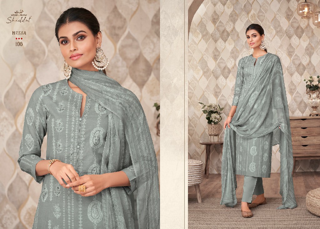 Esta Nessa Wholesale Block Printed Cotton With Knot Work Dress Material