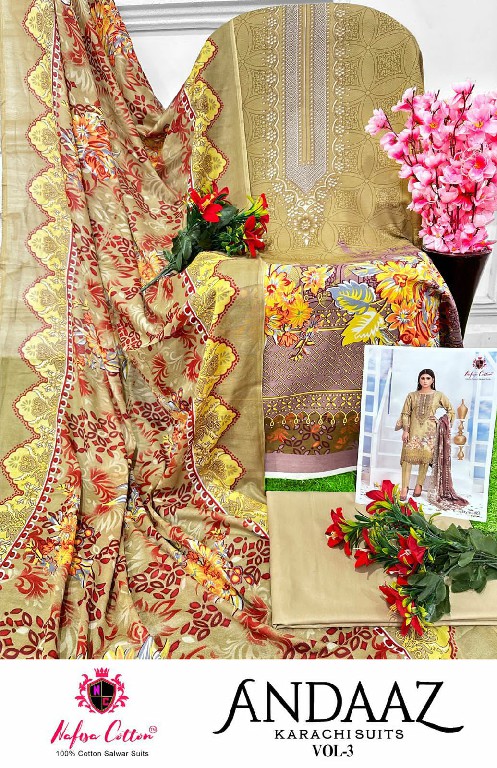 Nafisa Andaaz Karachi Suits Vol-3 Wholesale Printed Karachi Suits