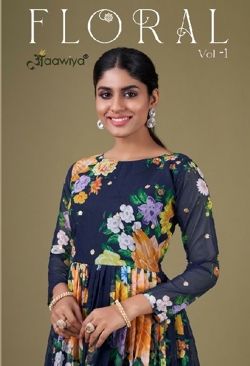 Aawiya Floral Vol-1 Wholesale Fox Georgette Gowns Catalog