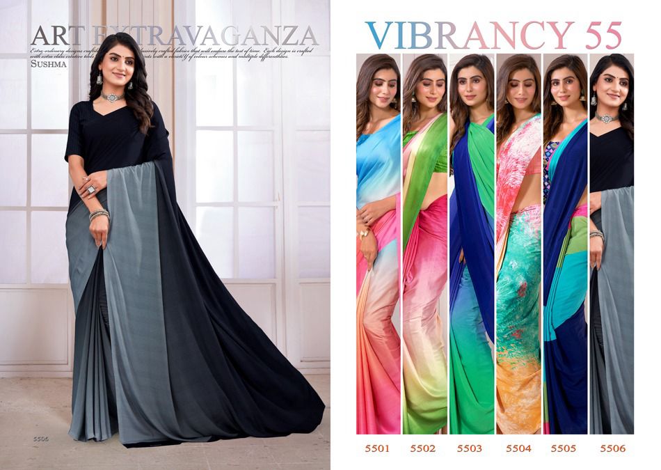 Sushma Vibrancy Vol-55 Wholesale Crape Sarees Digital Printed Sarees