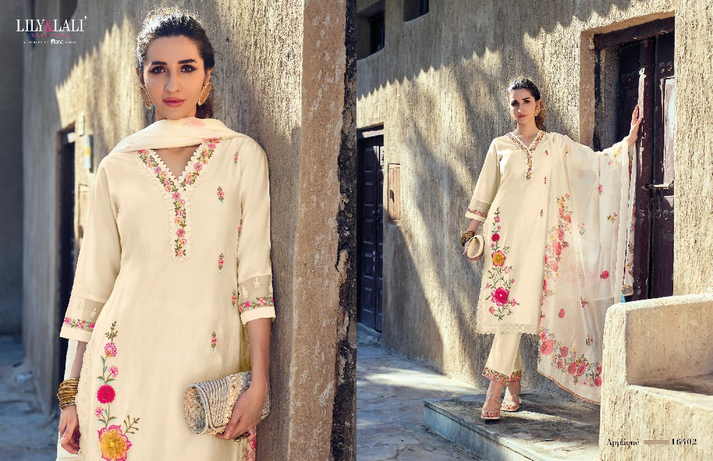 Lily And Lali Applique Wholesale Readymade Festive 3 Piece Suits
