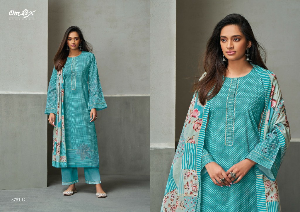 Omtex Dhwani Wholesale Lawn Cotton With Handwork Salwar Suits