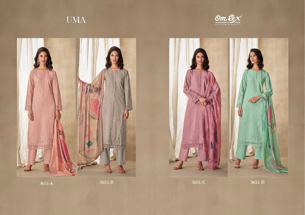 Omtex UMA Wholesale Lawn Cotton With Handwork Salwar Suits