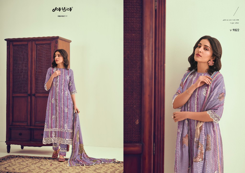 Jay Vijay Ladli Wholesale Pure Linen With Lace Work Salwar Suits