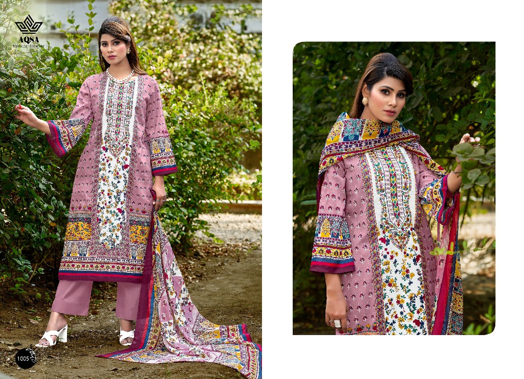 AQSA Jashn Wholesale Camrick Cotton With Embroidery Dress Material