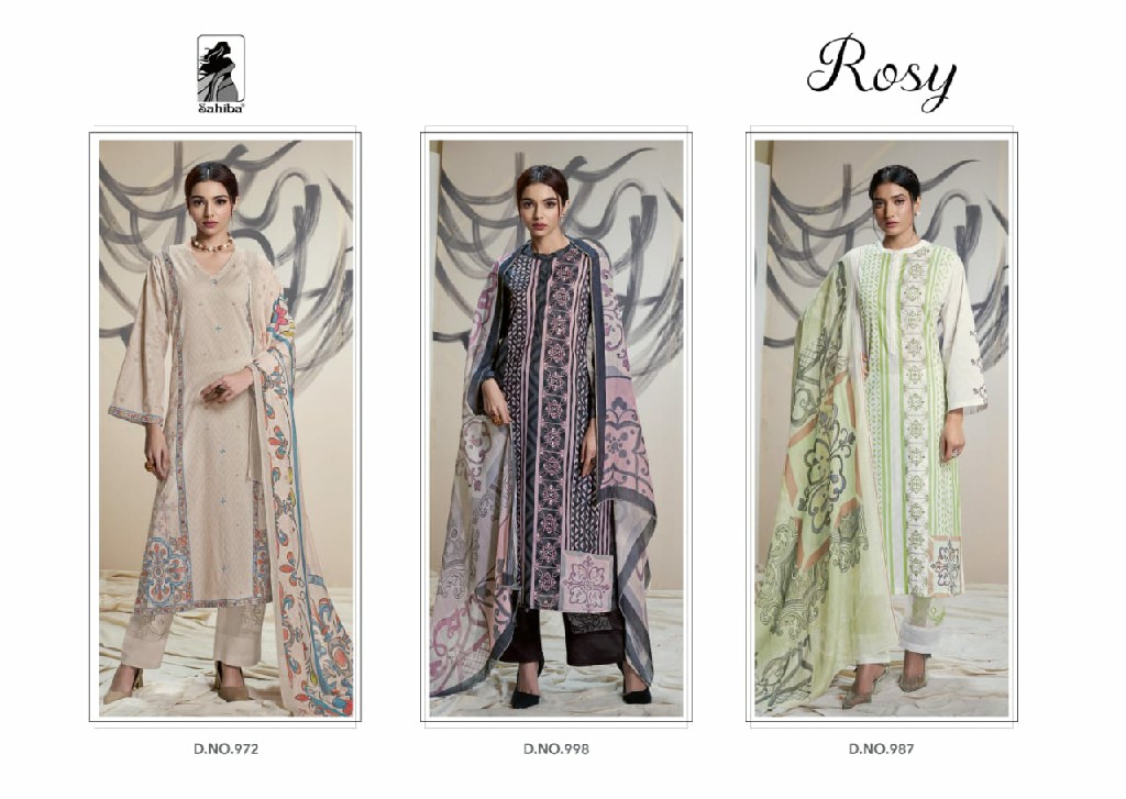 Sahiba Rosy Wholesale Pure Cotton Lawn With Handwork Salwar Suits