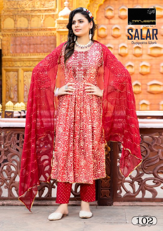 Manjeera Salar Wholesale Full Dupatta Work Alia Cut Readymade Dress