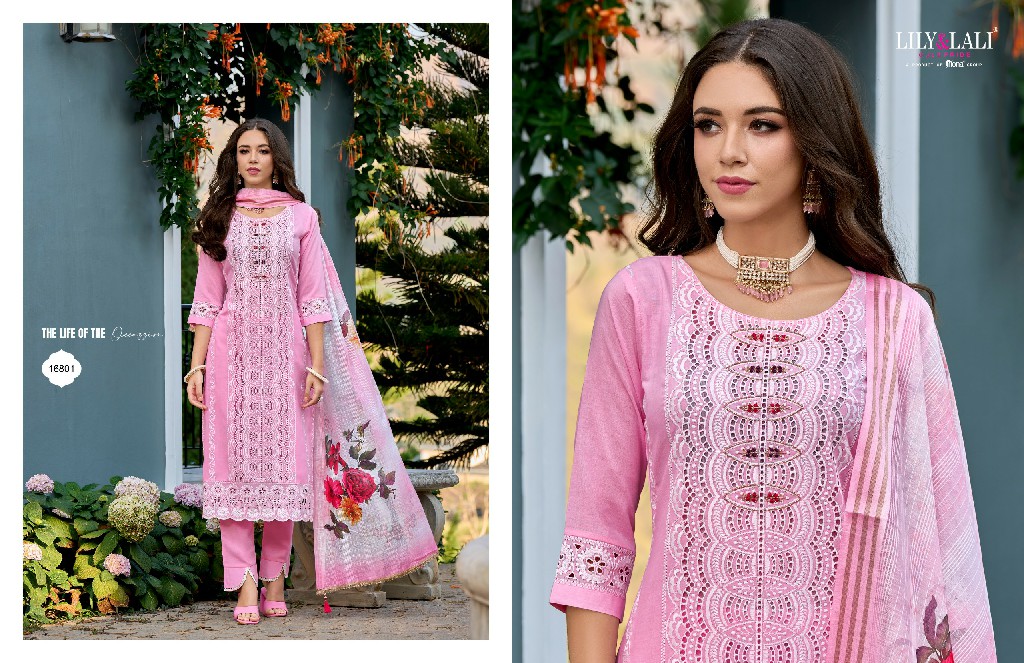 Lily And Lali Cotton Carnival Wholesale Bored Schiffli Work And Hand Work 3 Piece Suits