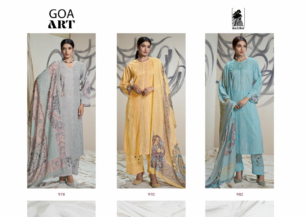 SAHIBA GOA ART BEAUTIFUL COTTON LAWN DIGITAL PRINT WITH HANDWORK DRESS MATERIAL