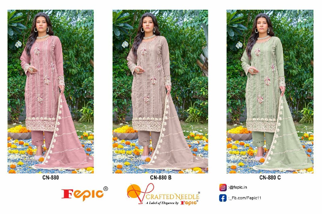 Fepic Crafted Needle CN-880 Wholesale Readymade Pakistani Concept Suits