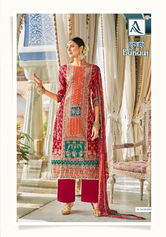 ALOK SUIT BUNAAI ELEGANT AARI WORK UNSTITCH SALWAR KAMEEZ