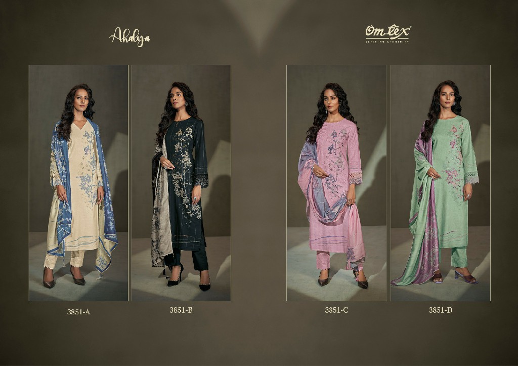 Omtex Ahalya Wholesale Ruia Linen Digital Print And Handwork Salwar Suits