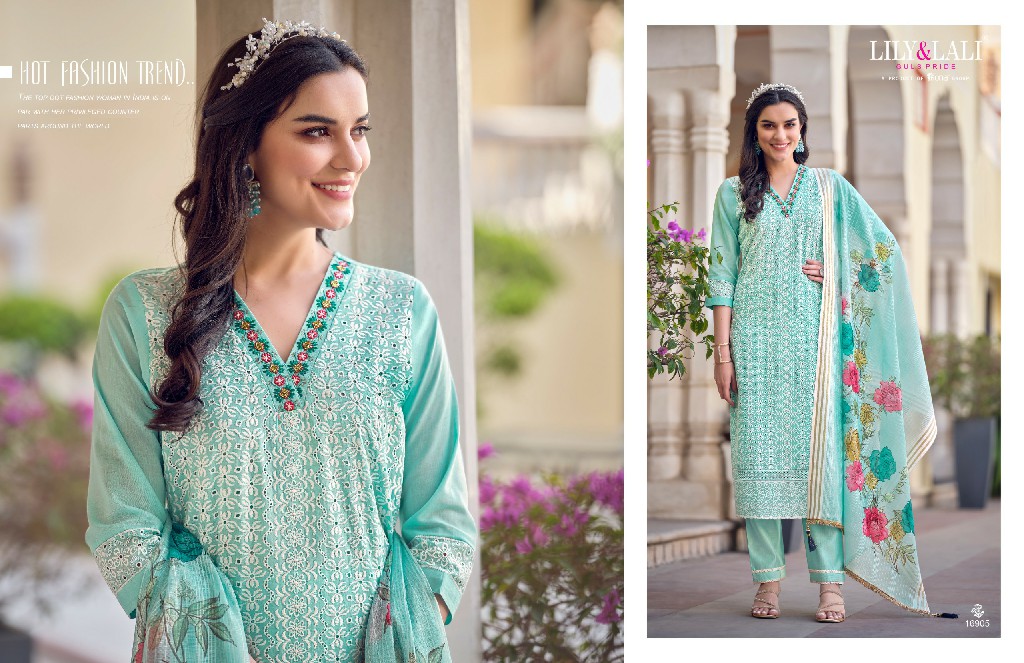 Lily And Lali Cotton Carnival Vol-2 Wholesale Bored Schiffli Work And Hand Work 3 Piece Suits