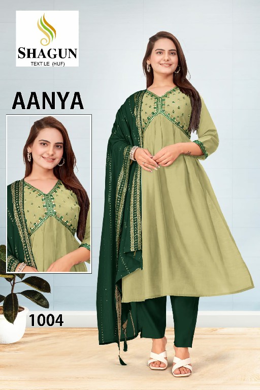 Shagun Aanya Wholesale Premium Quality Roman Silk With Embroidery Kurtis With Pant And Dupatta