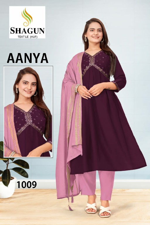 Shagun Aanya Wholesale Premium Quality Roman Silk With Embroidery Kurtis With Pant And Dupatta