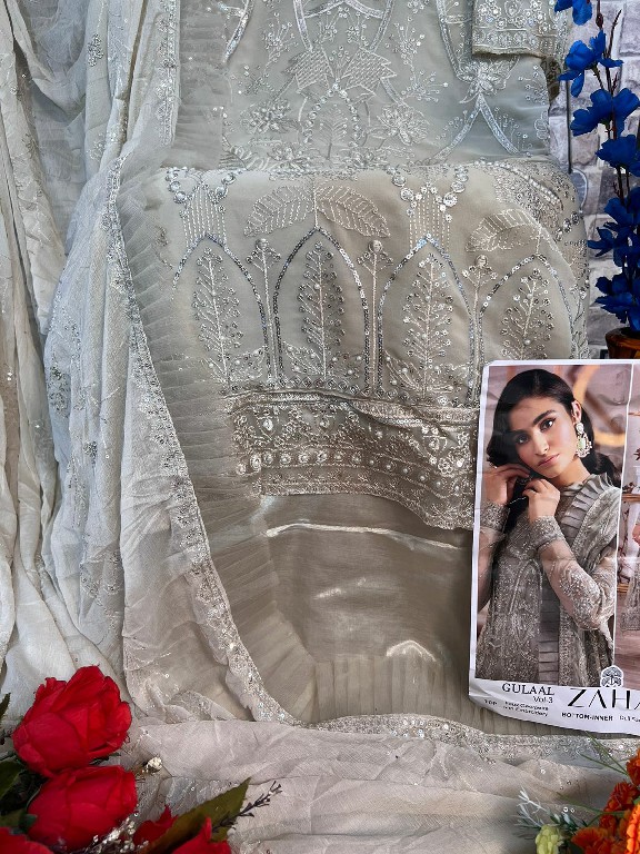 ZAHA GULAAL VOL 3 10260-10262 PAKISTANI EMBROIDERY WORK BRAND NEW COLLECTION UNSTITCH SUIT