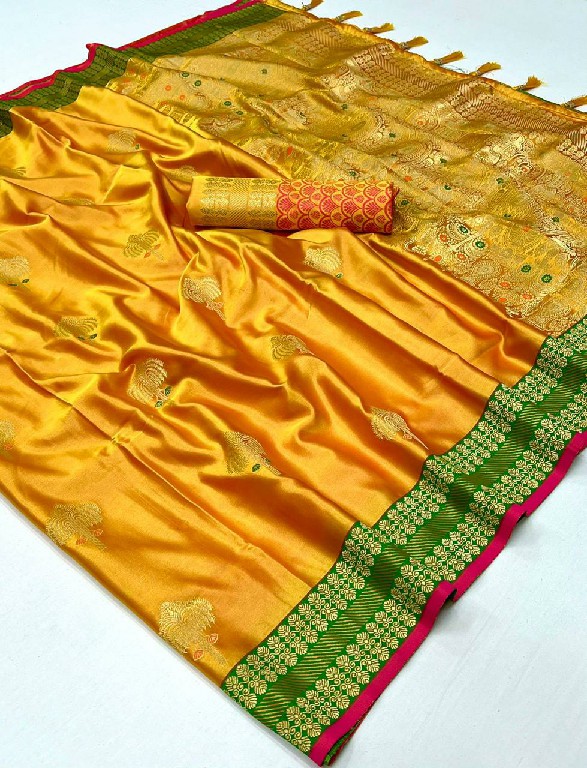 Rajtex Ksattika Wholesale Pure Satin Chaap Handloom Weaving Sarees