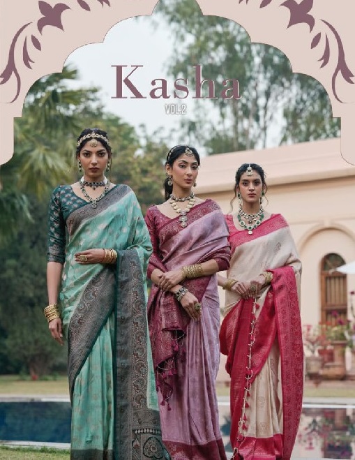 Kira Creations Kasha Vol-2 Wholesale Mashroom Satin Festive Sarees