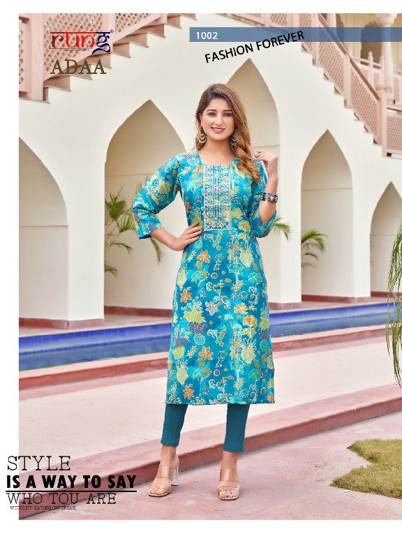 Rung Adaa Wholesale Heavy Modal Silk With Neck Embroidery Kurtis