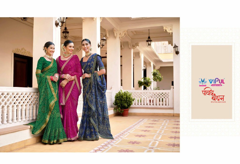 Vipul Pavitra Bandhan Wholesale Chiffon Fabric Indian Sarees