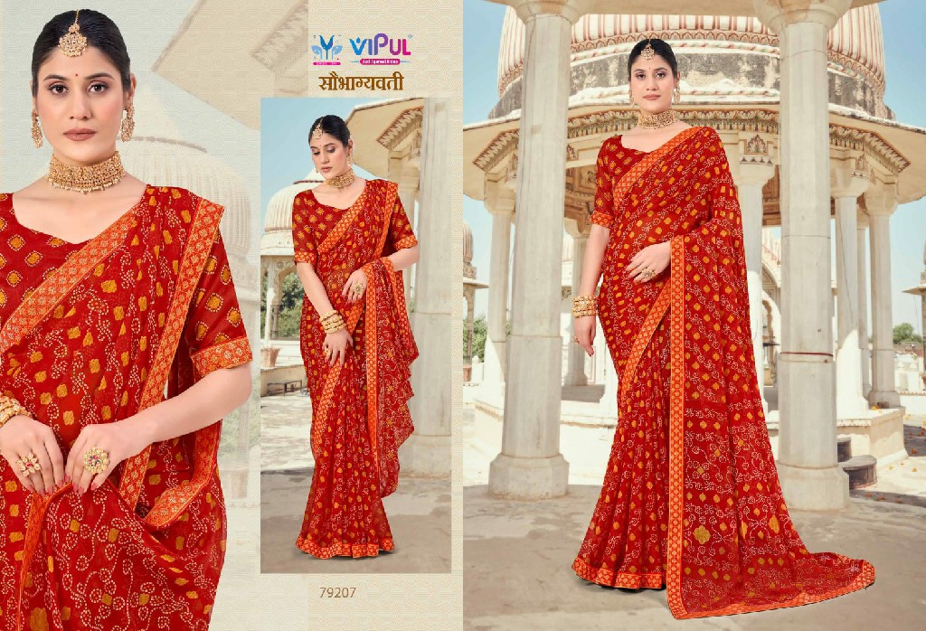 Vipul Saubhagyavati Wholesale Chiffon Fabric Sarees