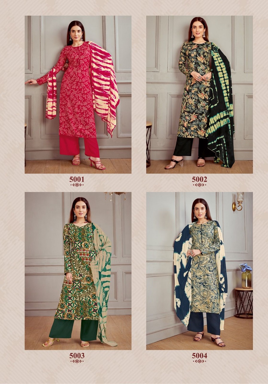 Suryajyoti Paroo Vol-5 Wholesale Pure Rayon With Foil Print Dress Material