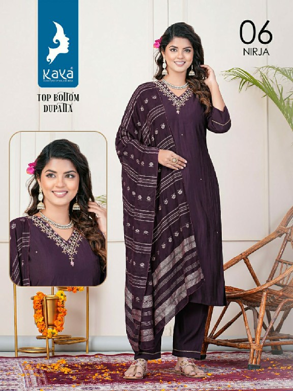 Kaya Nirja Wholesale Roman Silk 3 Pcs Readymade Salwar Suits