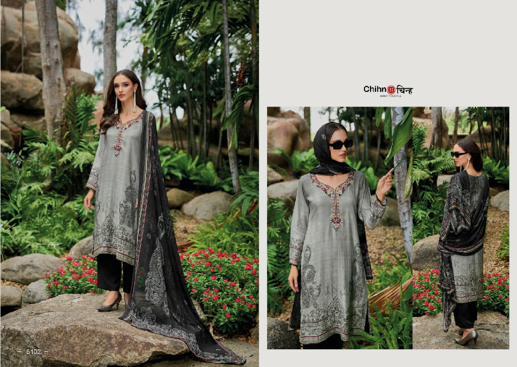 Chihn Shezan Wholesale Pure VIscose Muslin With Embroidery Salwar Suits