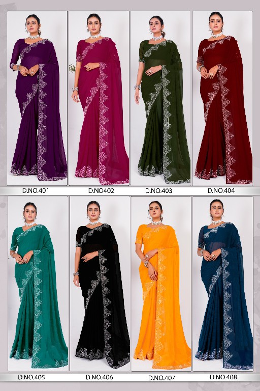 Prima D.no 401 To 408 Series Wholesale Zomato Fabrics Festive Sarees